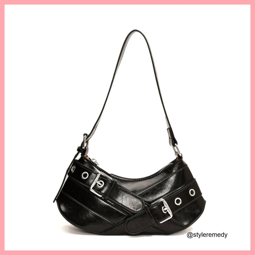 Small Vegan Leather Hobo Shoulder Bag with Adjustable Strap